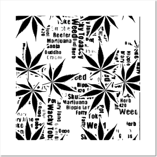 Black and white weed graphic Posters and Art